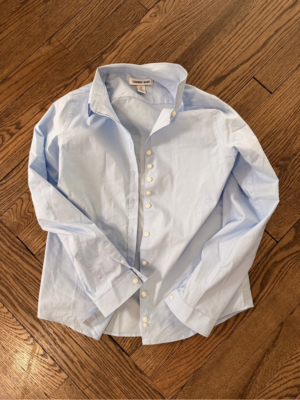 Lands' End girls Light Blue Button-Down Shirt